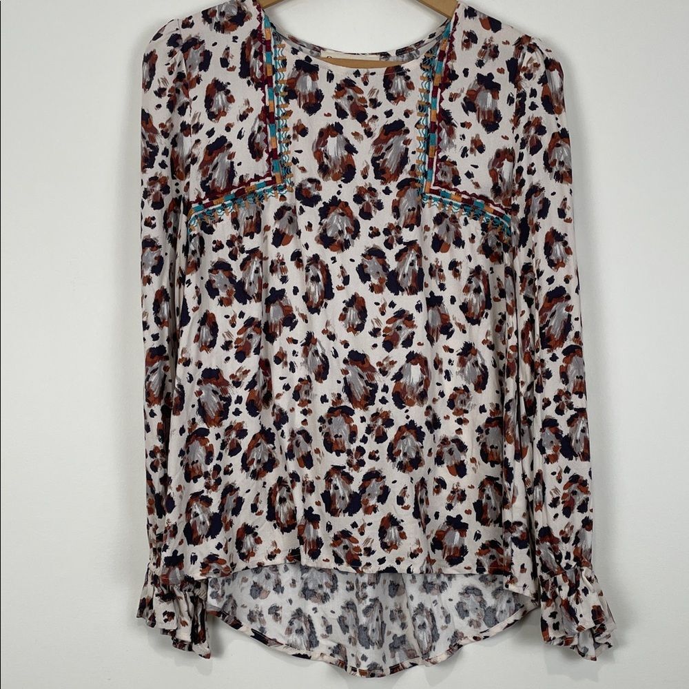 Savanna Jane Multicolor Leopard Print Tunic Women’s Small Embroidered